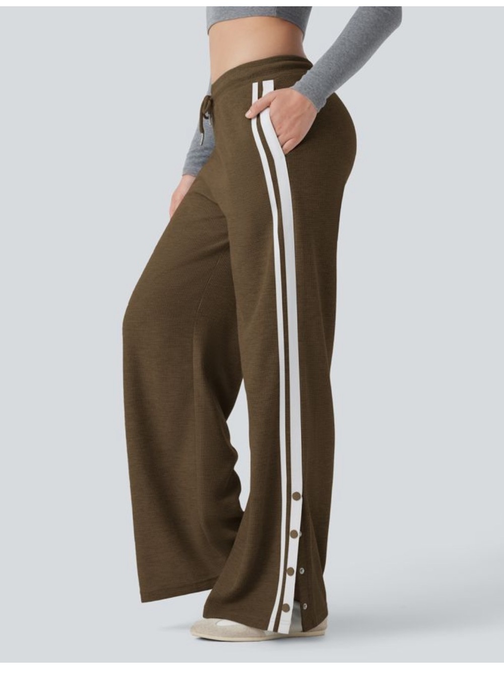 Brown Halara Wide-Leg Track Pants